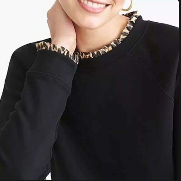 J Crew Leopard Ruffle Neck Pullover Sweatshirt - Picture 2 of 7